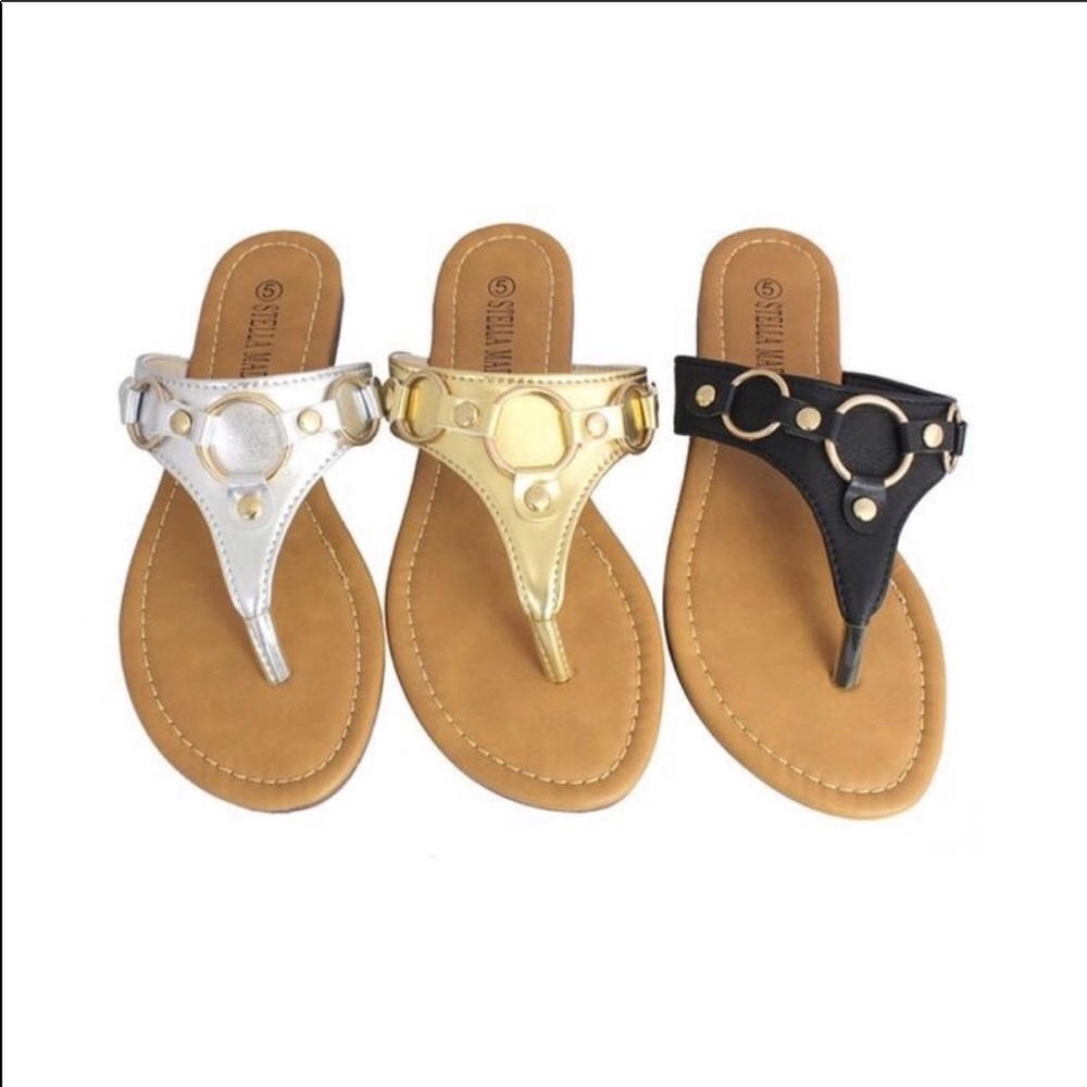 Silver Faux Leather Flip Flop